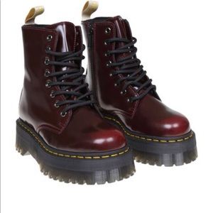 Dr Martens red/burgundy platform boots (vegan leather)